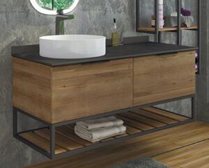 Изображение товара Тумба с раковиной Comforty Порто 00-00000828, 120 см, подвесная, цвет дуб темно-коричневый