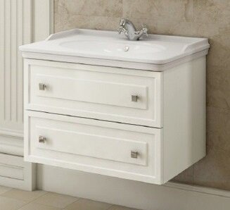 Изображение товара Тумба с раковиной Comfortу Феррара 80 см подвесная белая глянцевая