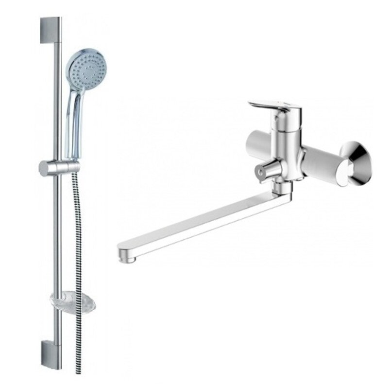 Изображение товара Смеситель Bravat Drop для ванны и душа с длинным поворотным изливом 30 см, хром