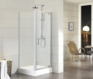 Изображение товара Душевой уголок Bravat Drop 100 х 100 x 200 см, дверь распашная, стекло прозрачное, хром, BS100.2110A