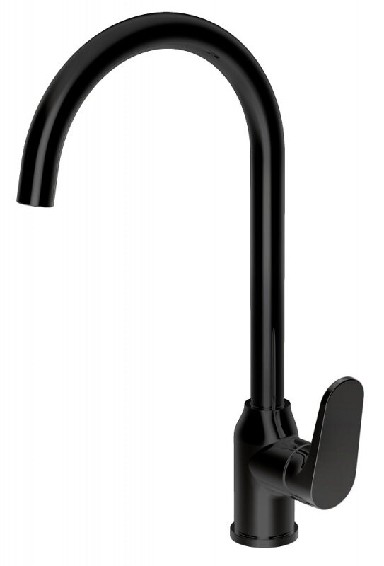 Изображение товара Смеситель Bravat Eler для кухонной мойки черный глянцевый 19.6 см поворотный