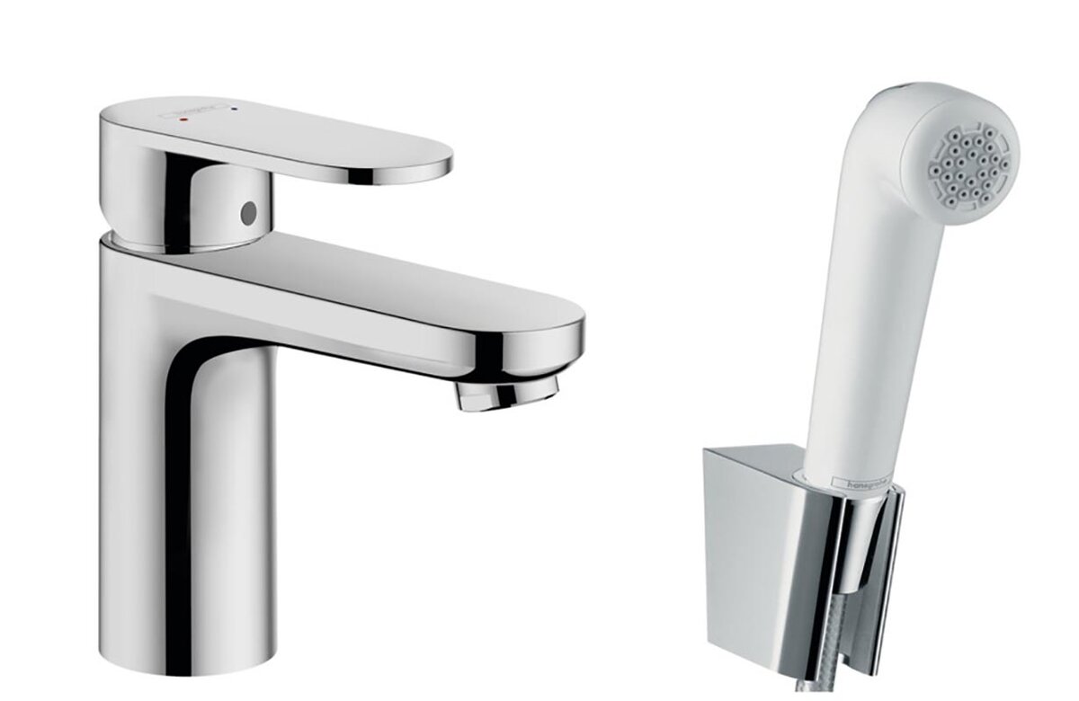 Изображение товара Смеситель для раковины с гигиеническим душем Hansgrohe Vernis Blend 71215000 хром