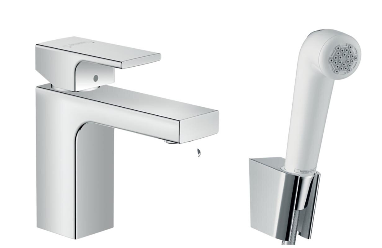 Изображение товара Современный хромированный смеситель Hansgrohe Vernis Shape с гигиеническим душем Изображение товара Современный хромированный смеситель Hansgrohe Vernis Shape с гигиеническим душем