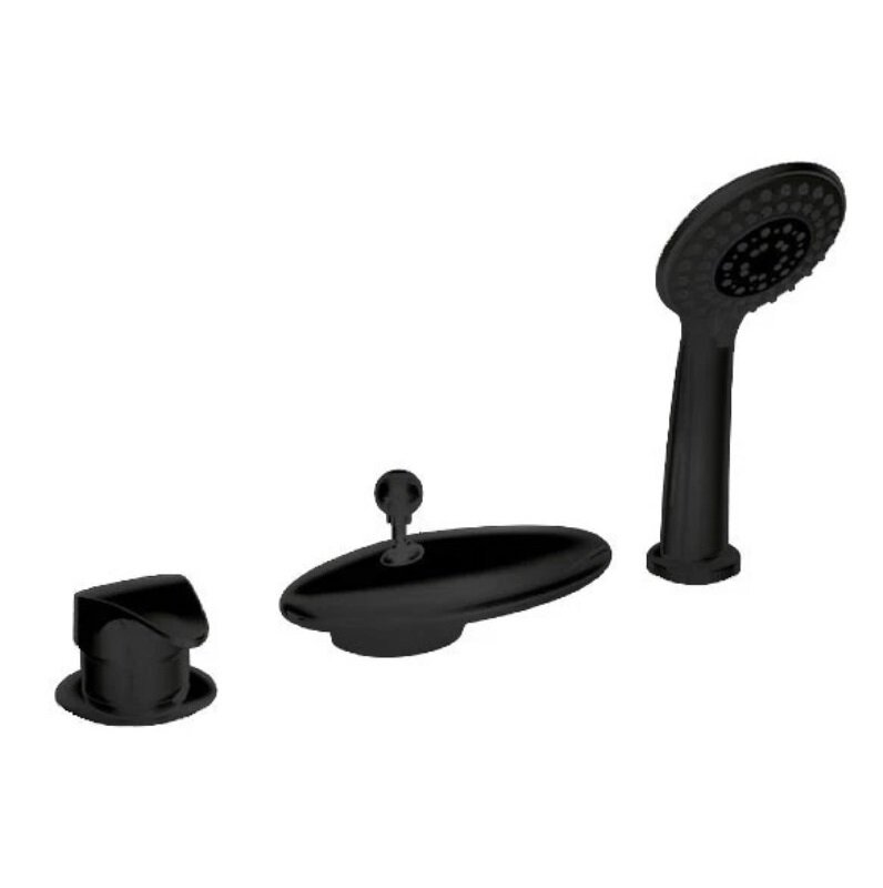 Изображение товара Смеситель Bravat Cobra Black F5140197BM-RUS для ванны на борт с каскадным изливом черный матовый