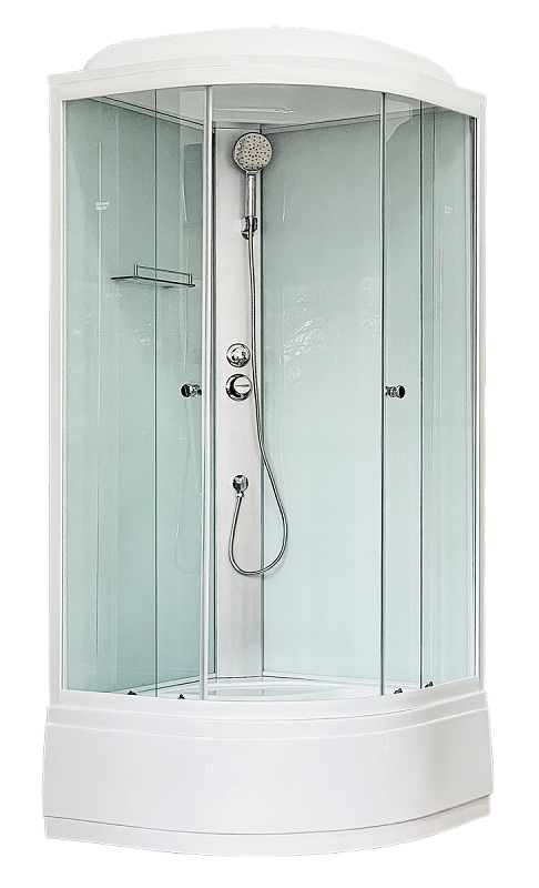 Изображение товара Душевая кабина Royal Bath 90 x 90 см, задние стенки белые, стёкла прозрачные, профиль белый, RB90CK5-WT