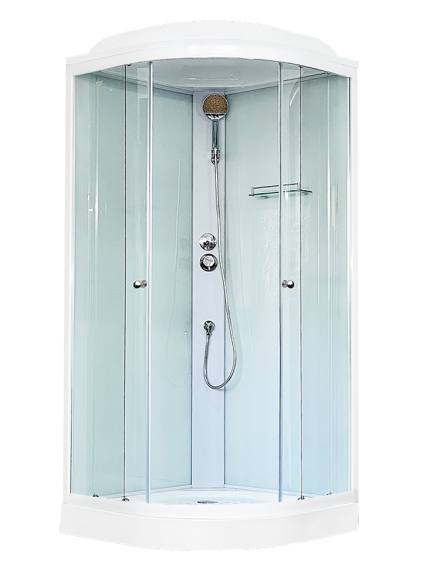 Изображение товара Душевая кабина Royal Bath 90 x 90 см, задние стенки белые, стёкла прозрачные, профиль белый, RB90HK5-WT