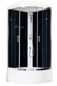 Изображение товара Душевая кабина Royal Bath 90 x 90 см, стекло прозрачное, задние стенки чёрные, профиль хром, RB90CK5-BT-CH