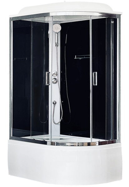 Душевая кабина Royal Bath 120 x 80 см, стёкла прозрачные, задние стенки черные, профиль хром, RB8120BK5-BT-CH-L/R, купить в Москве