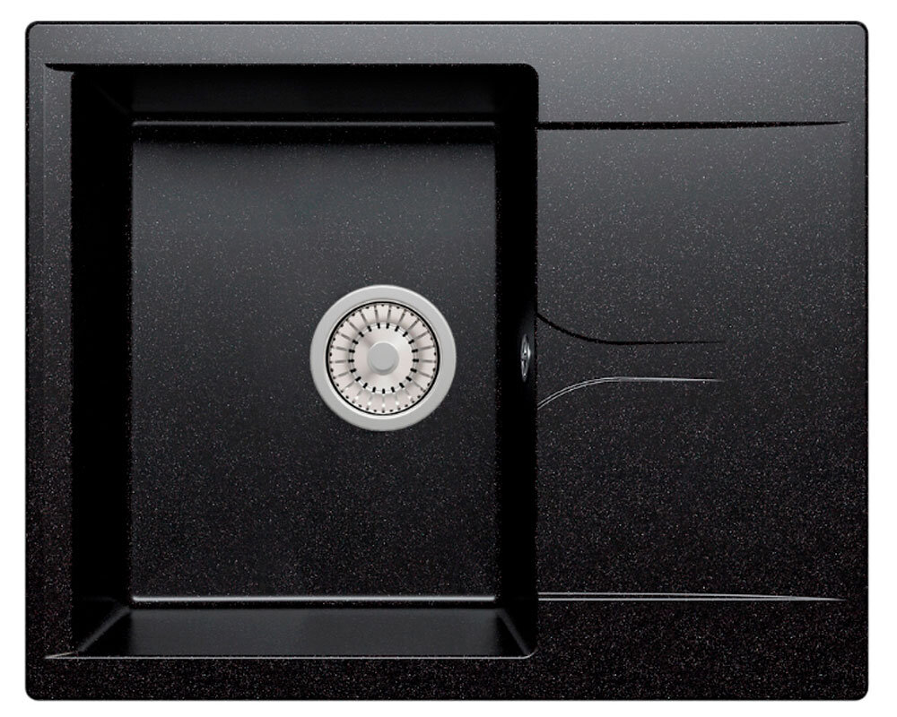 Изображение товара Кухонная мойка из искусственного гранита Polygran Gals-620 № 16 черная накладная Глубина 50 см
