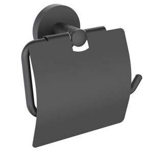 Изображение товара Держатель туалетной бумаги Timo Selene черный с крышкой настенный 150x132 мм