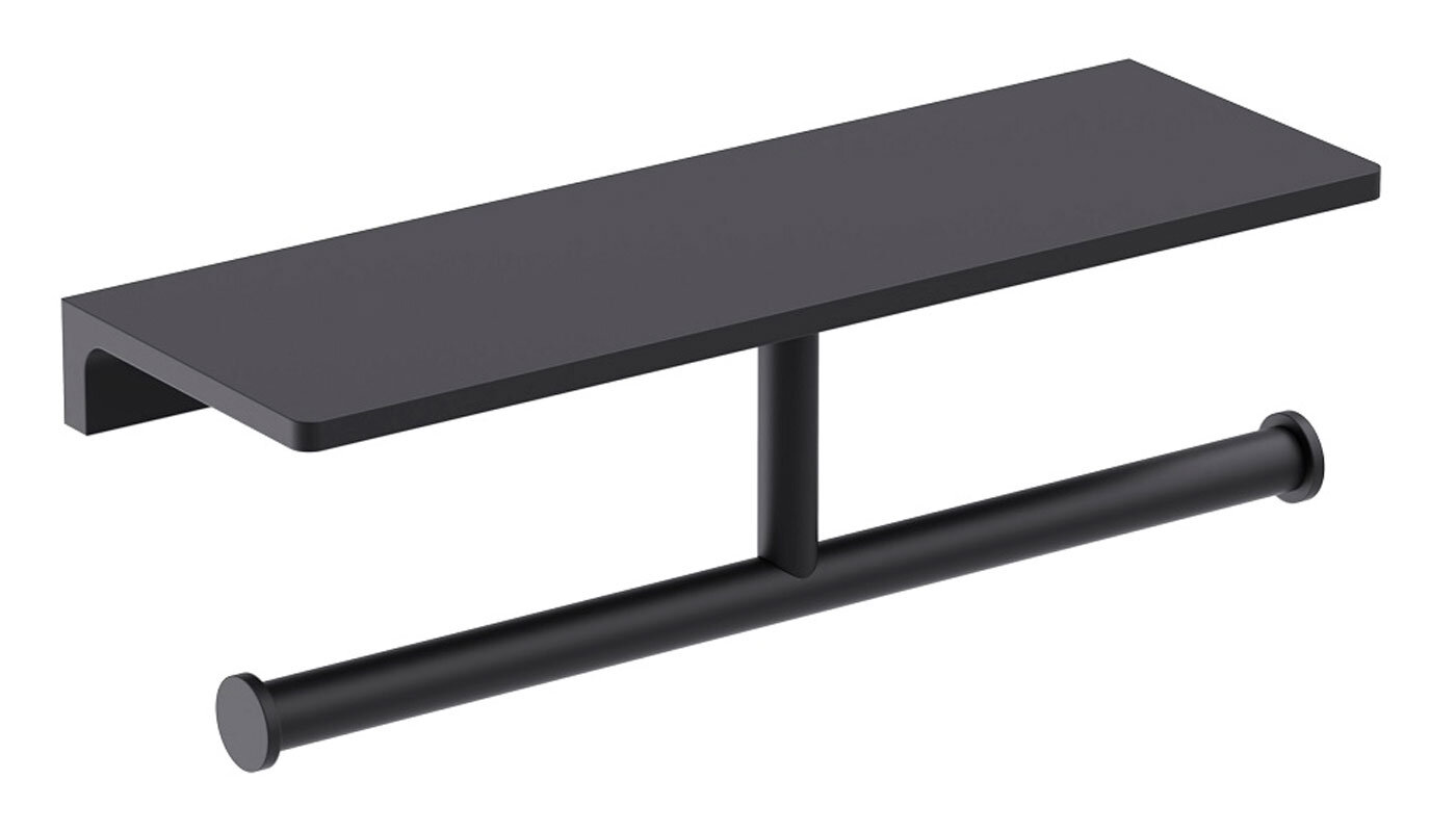 Изображение товара Держатель туалетной бумаги Timo Selene 12045/03 двойной с полкой для телефона, черный