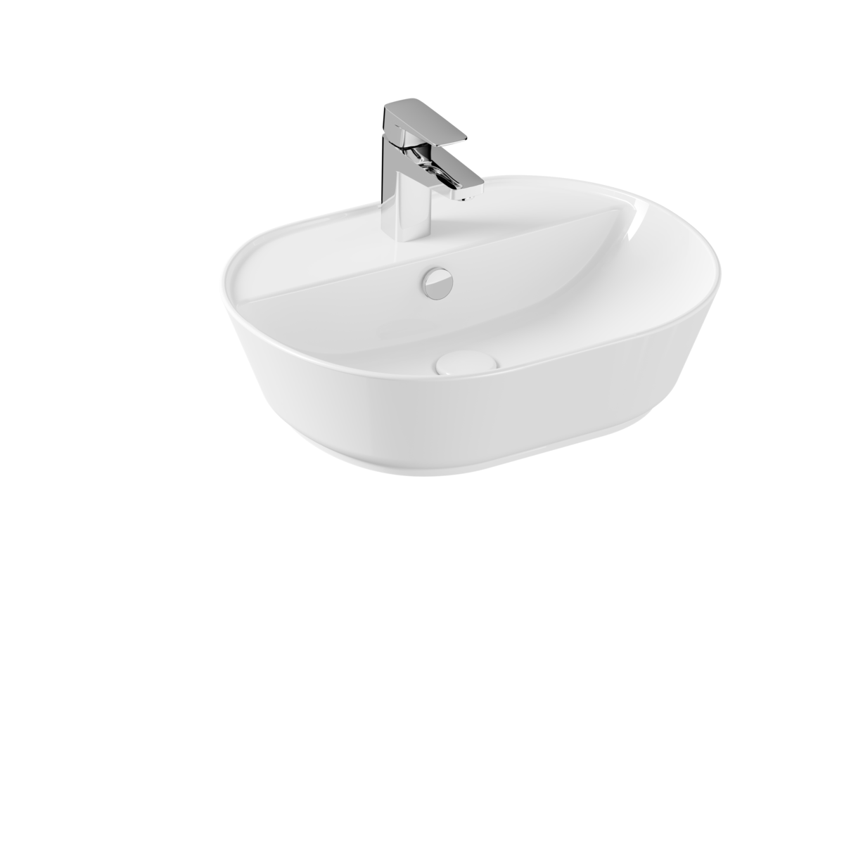 Изображение товара Раковина Vitra Geo 55 см накладная, с переливом, белая, турецкое качество