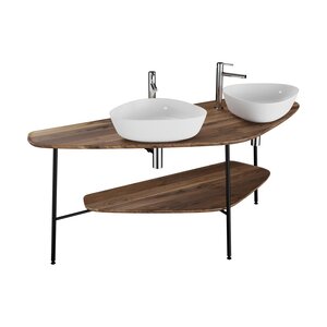 Изображение товара Тумба под раковину VitrA Plural 64043, 160 см, под две раковины, из массива, темный дуб