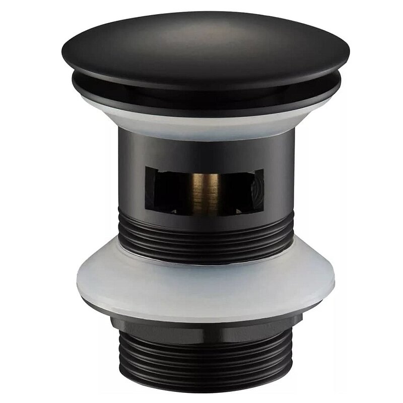 Изображение товара Донный клапан Timo с переливом 3.2 см черный латунь автоматический клик-клак