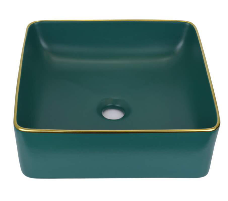 Изображение товара Раковина Bronze de Luxe, 40 х 40 х 11.5 см, зеленая/золото, накладная, 1063