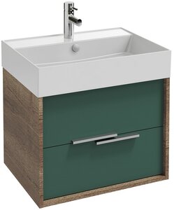 Изображение товара Тумба под раковину Jacob Delafon Vivienne 60 см, корпус дуб табак, фасад лак эвкалипт сатин, ручки хром, EB1506-E52-S49