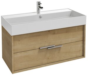 Изображение товара Тумба под раковину Jacob Delafon Vivienne 100 см, корпус арлингтонский дуб, фасад арлингтонский дуб, ручки хром, EB1508-E70-E70