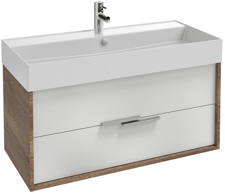 Изображение товара Тумба под раковину Jacob Delafon Vivienne 100 см белый глянец дуб табак