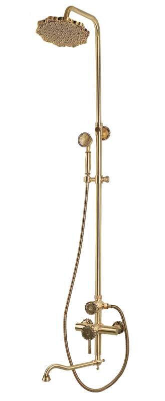 Изображение товара Душевая система Bronze De Luxe Windsor бронза с изливом, ретро дизайн