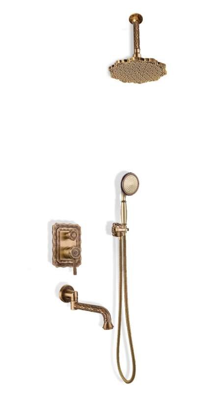 Изображение товара Душевая система Bronze De Luxe Windsor, с изливом, бронза, 10137/1F