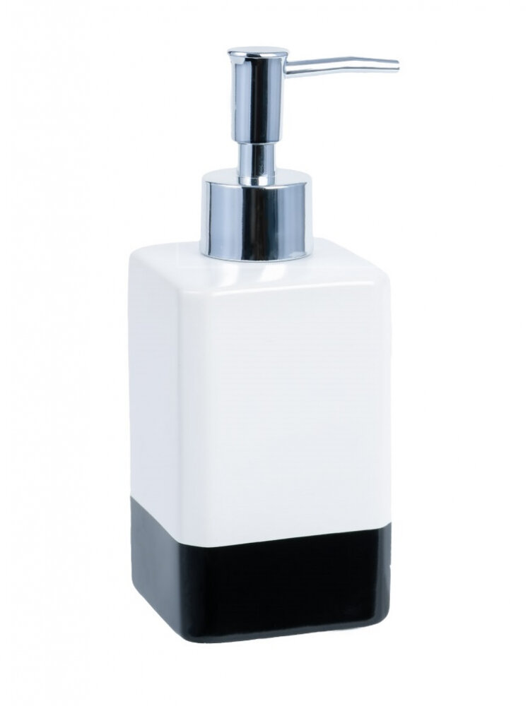 Изображение товара Дозатор жидкого мыла Fixsen Text FX-230-1 черный и белый, хром, 250 мл