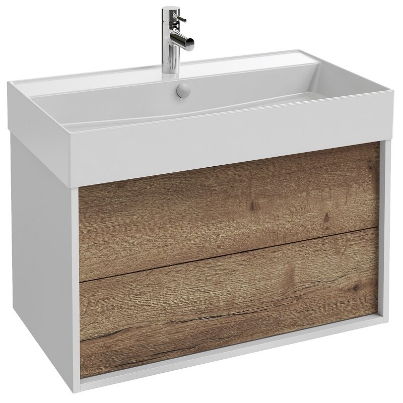 Изображение товара Тумба под раковину Jacob Delafon Vivienne 80 см белый глянец дуб табак