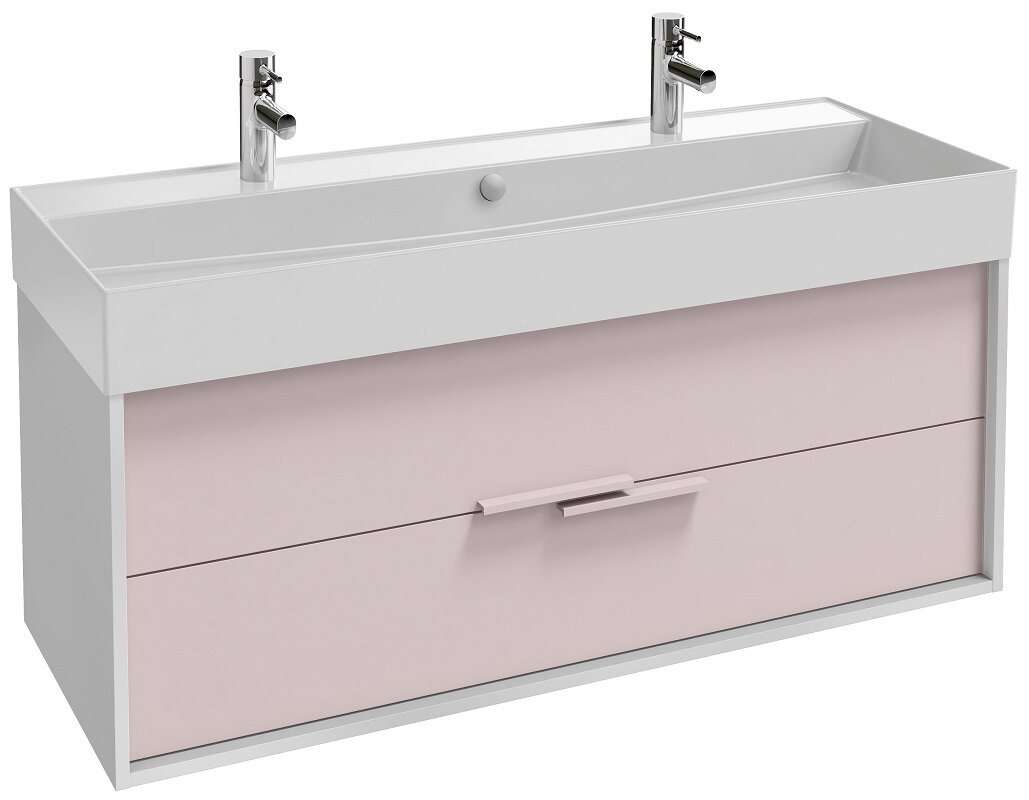 Изображение товара Тумба под раковину Jacob Delafon Vivienne 120 см белый глянец, пыльная роза мат