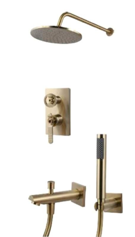 Изображение товара Душевая система Bronze De Luxe 1760'S Loft матовое золото с верхним и ручным душем