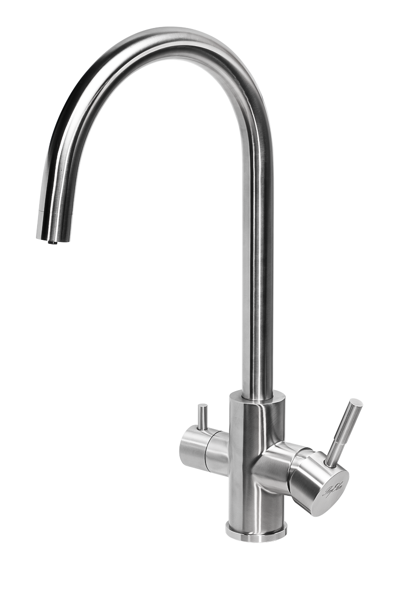 Изображение товара PSM-300-11: смеситель с двойным изливом и каналом для питьевой воды, сталь матовая