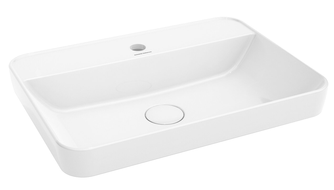Изображение товара Раковина Kerama Marazzi Plaza 55x40 см белая глянцевая с одним отверстием