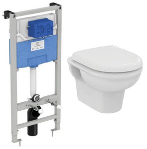 Изображение товара Инсталляция Ideal Standard Prosys Frame 120 M R020467 с унитазом Ideal Standard Exacto X042601 Rimless безободковый c сиденьем микролифт UV09001, комплект