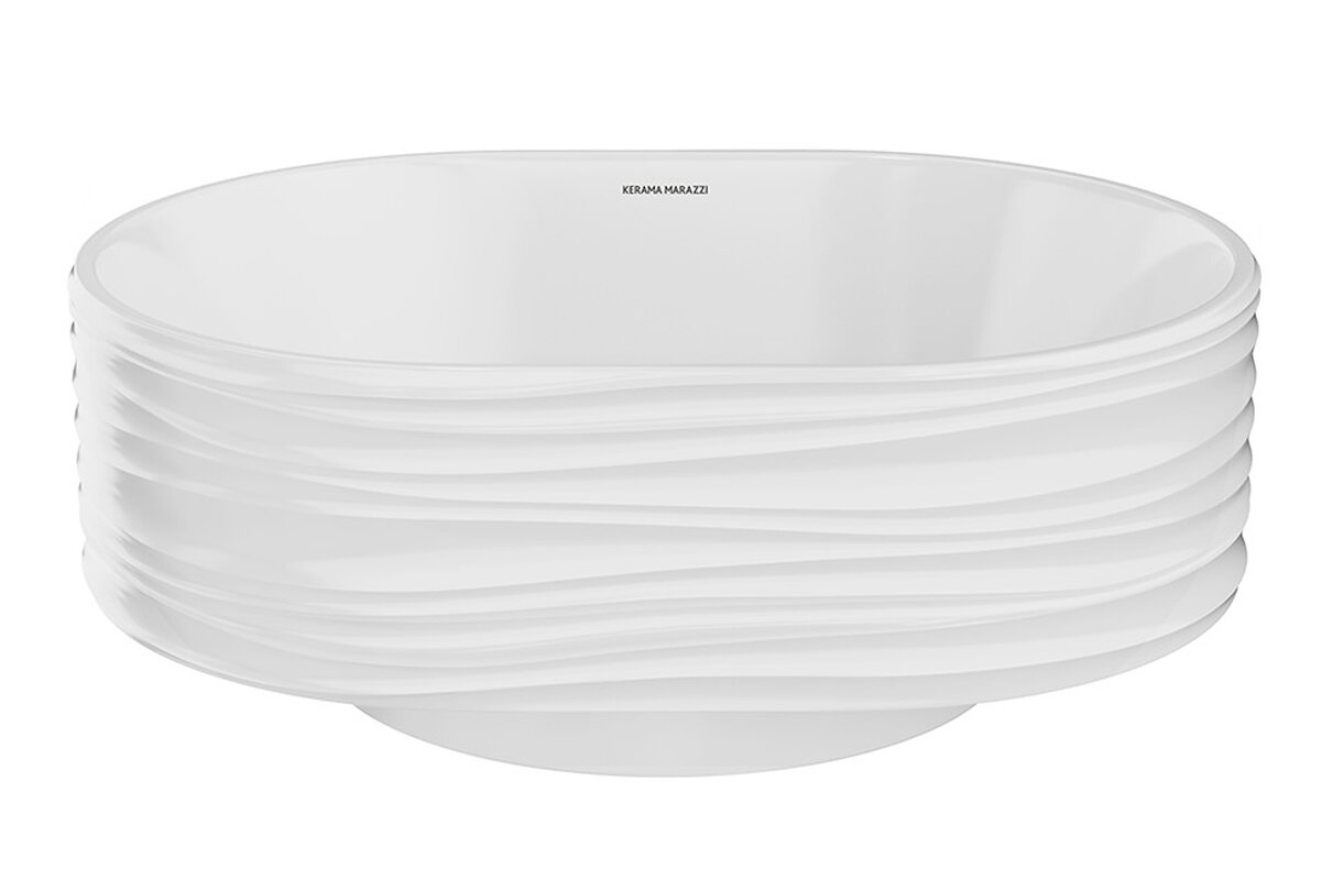 Изображение товара Раковина Kerama Marazzi Artbasin Sabbia 50 см белая глянцевая накладная для ванной комнаты