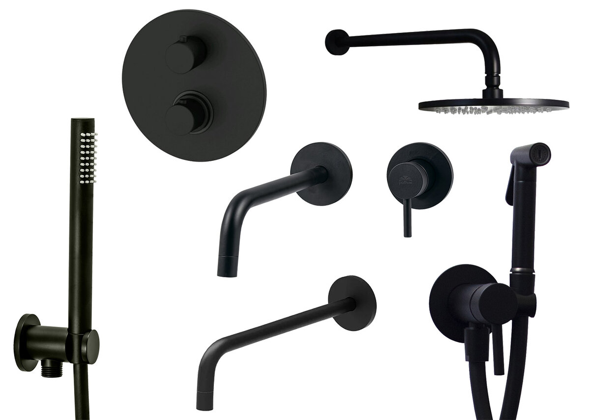 Изображение товара Душевая система Paffoni SET LIG/NO 23NO встраиваемая с гигиеническим душем, цвет черный матовый
