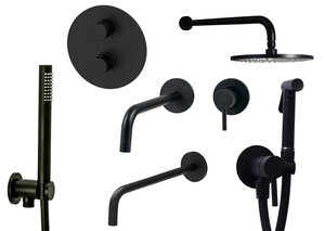 Изображение товара Душевая система Paffoni SET LIG/NO 23NO встраиваемая с гигиеническим душем, цвет черный матовый