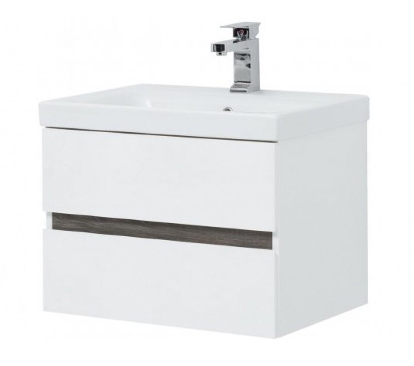 Изображение товара Тумба под раковину Aquanet Беркли 50 см подвесная с 2 ящиками белый глянец