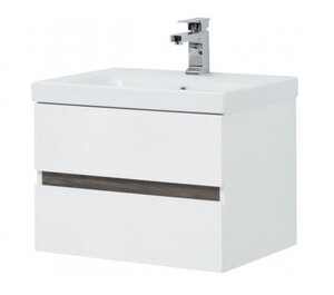 Изображение товара Тумба под раковину Aquanet Беркли 50 см подвесная с 2 ящиками белый глянец