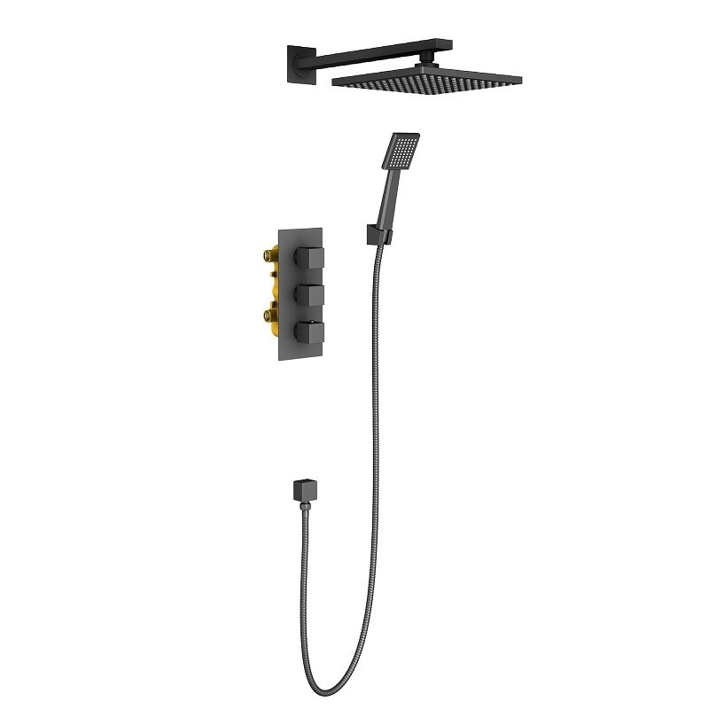 Изображение товара Душевая система Timo Tetra-Thermo 2 режима, квадратная, черный матовый, SX-0179/03SM