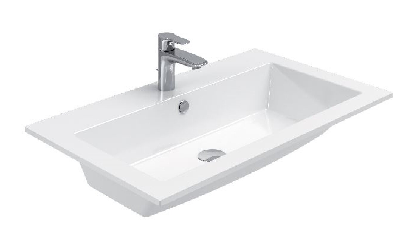 Изображение товара Раковина Aquanet Электра 80 см белая из искусственного камня с переливом