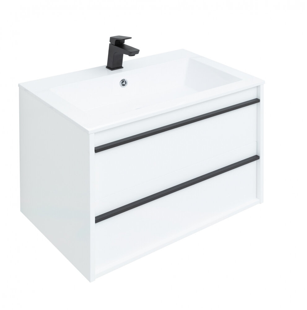 Изображение товара Подвесная тумба под раковину Aquanet Lino 70 см с ящиками белый матовый