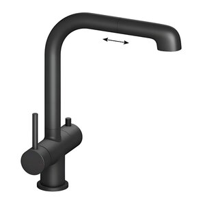 Изображение товара Смеситель Timo Saona 2346/03FL для кухонной мойки с выдвижным изливом, под фильтр, чёрный матовый