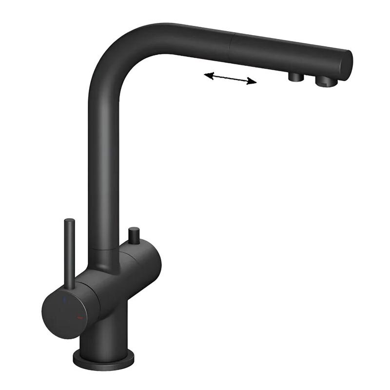 Изображение товара Смеситель Timo Saona 2356/03FL для кухонной мойки с выдвижным изливом черный матовый