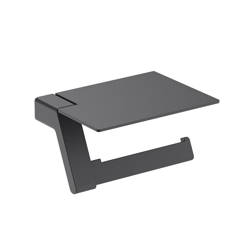 Изображение товара Держатель туалетной бумаги Timo Selene с полкой для телефона черный матовый