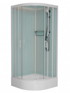 Изображение товара Душевая кабина Frank F409/1 White 90 х 90 см, средний поддон, стекла прозрачные, профиль белый, 123009