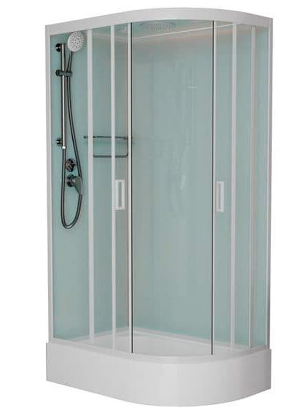 Изображение товара Душевая кабина Frank F412/1L/R White, 120 x 80 см, средний поддон, стекла прозрачные, профиль белый, 127009/129009 Изображение товара Душевая кабина Frank F412/1L/R White, 120 x 80 см, средний поддон, стекла прозрачные, профиль белый, 127009/129009