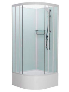 Изображение товара Душевая кабина Frank F400/2 White без крыши, 100 х 100 см, высокий поддон, стекла прозрачные, профиль белый, 134009