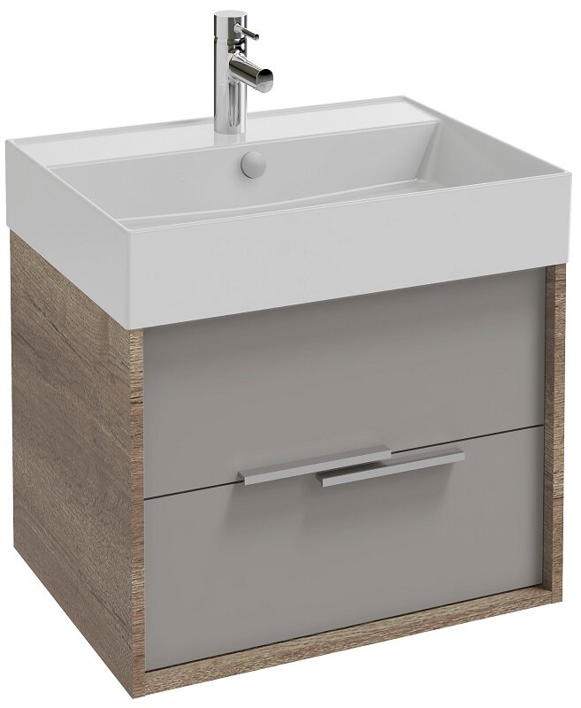 Изображение товара Тумба под раковину Jacob Delafon Vivienne 60 см дуб табак серый титан матовый хром