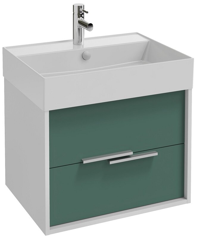 Изображение товара Тумба под раковину Jacob Delafon Vivienne 60 см белый глянец и эвкалипт матовый