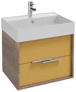 Изображение товара Тумба под раковину Jacob Delafon Vivienne 60 см, корпус дуб табак, фасад императорский жёлтый глянцевый, без ручек, EB1583-E52-G1N