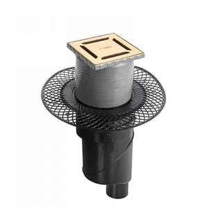 Изображение товара Душевой трап Berges Platz Norma, 100 x 100 мм, S-сифон вертикальный, золото глянец, 092058