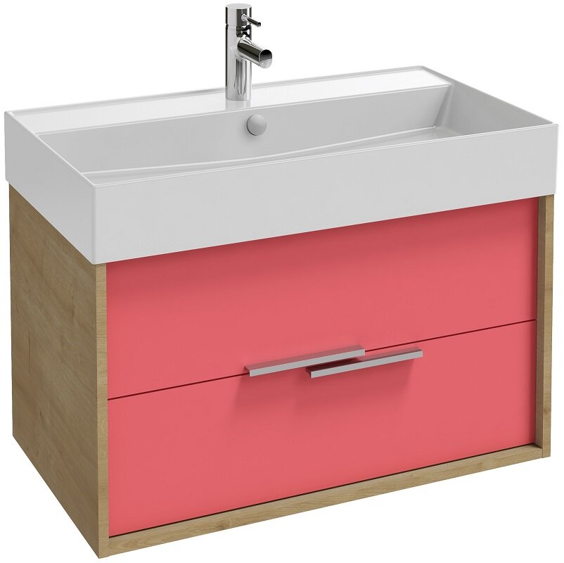 Изображение товара Тумба под раковину Jacob Delafon Vivienne 80 см, дуб, алый сатин, хром